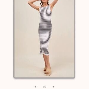 So Me Black and White Striped Midi Dress